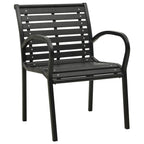 vidaXL Outdoor Patio Chairs Set - Industrial Style, Weather-Resistant, Steel and WPC Material, Stackable Design - Black Finish