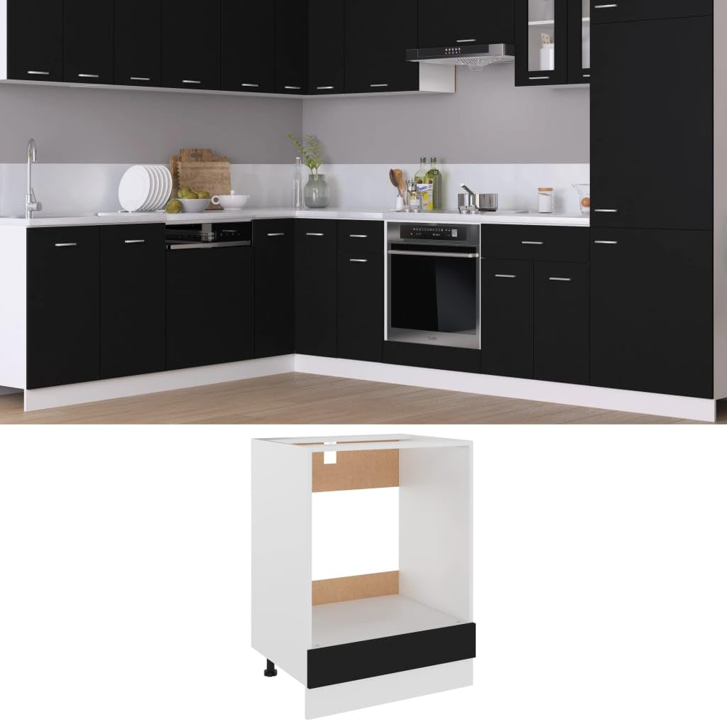 vidaXL Stove Cabinet Kitchen Cabinet Oven Cabinet Stove Cabinet Kitchen Unit Kitchen Furniture Oven Black 60 x 46 x 81.5 cm Wood Material