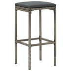 vidaXL 3-Piece Patio Bar Set with Poly Rattan Stools and Solid Acacia Wood Table - Weather-Resistant Outdoor Furniture for Garden, Deck, Gray