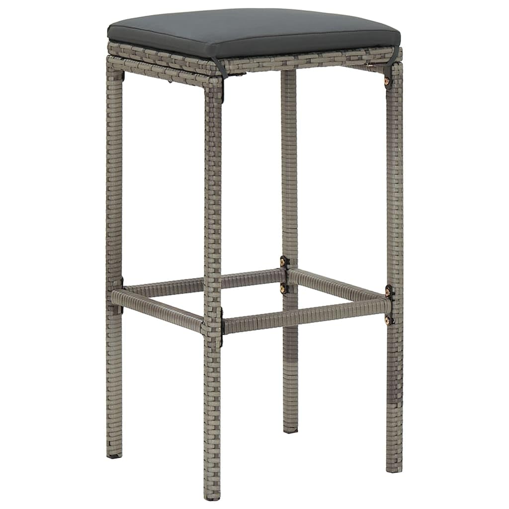 vidaXL 3-Piece Patio Bar Set with Poly Rattan Stools and Solid Acacia Wood Table - Weather-Resistant Outdoor Furniture for Garden, Deck, Gray