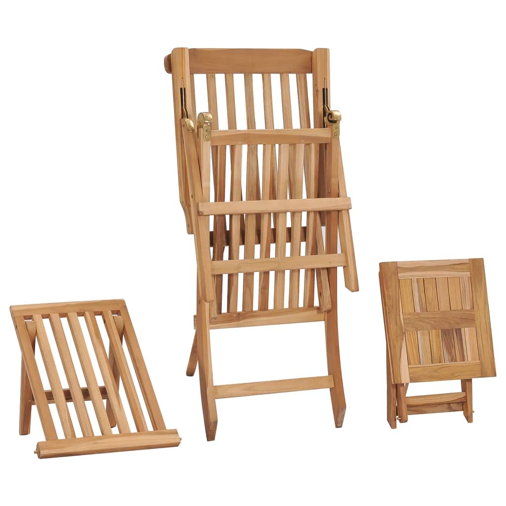 vidaXL Solid Teak Wood Patio Deck Chair - Thumbnail 4