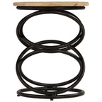 vidaXL Industrial End Table with Solid Mango Wood Round Top, Iron Legs, Vintage, Fully Handmade, Polished and Lacquered, Ideal as Side Table or Coffee Table, 15.7"x19.7" Brown and Black
