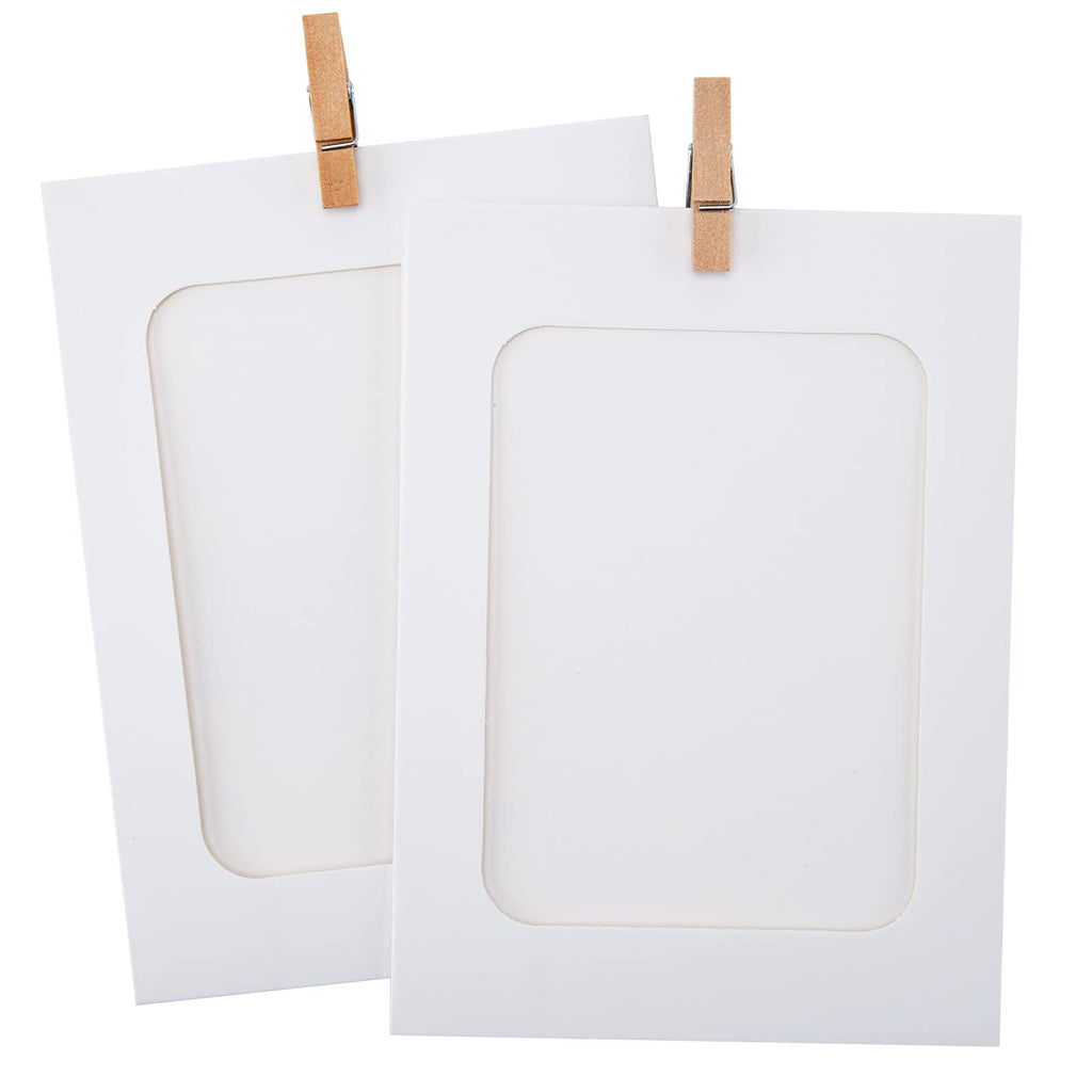 Anwyll Paper Picture Frames 4''X6'',30 Pcs White Paper Photo Frames,Cardboard Picture Frames With Clips And Strings,Diy Clip Pho