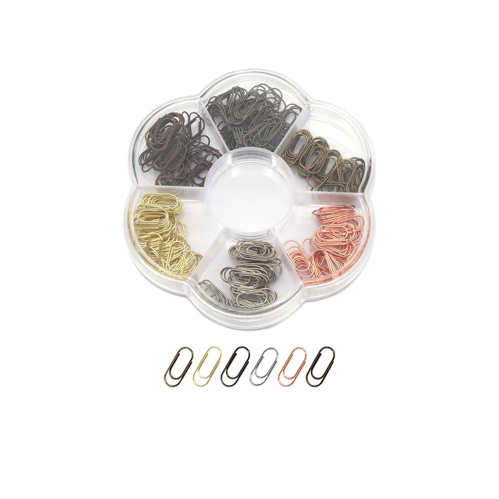 300 Metal Mini Paper Clip Super Cute Tiny Paperclips 3/5 Inch 6 Colors Bronze Gold Steel Clips In Plum Blossom Shape Clear Acryl