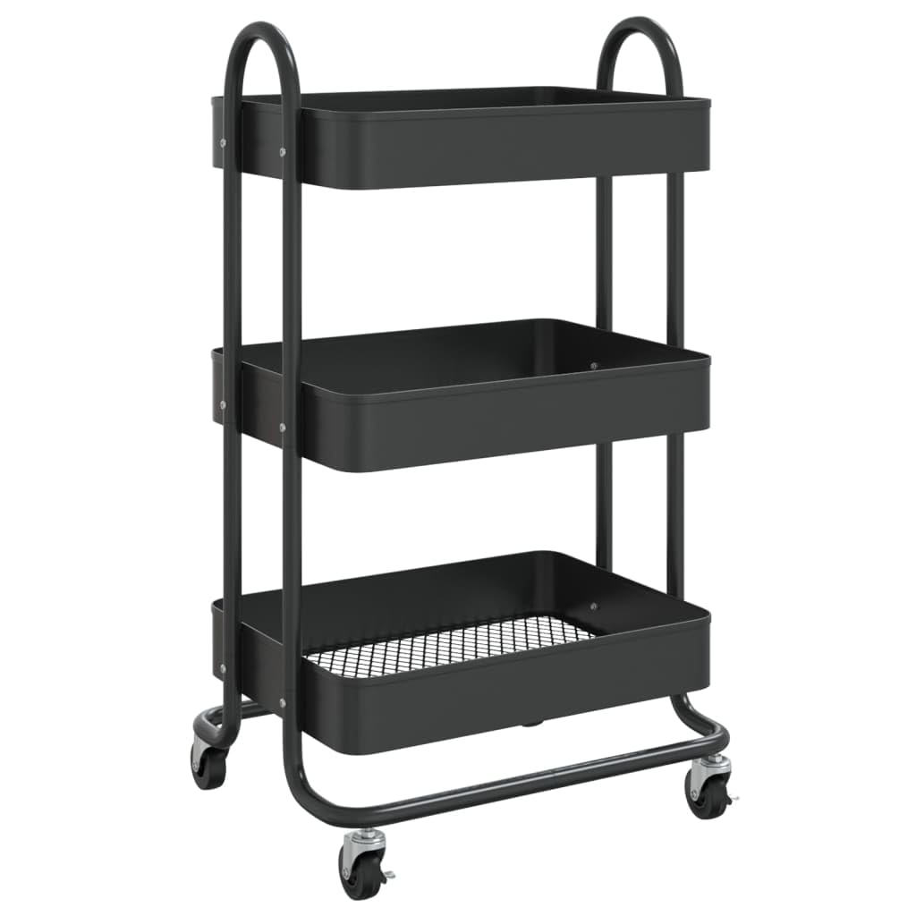 SKM 3-Tier Trolley Black 16.9&quot;x13.4&quot;x31.1&quot; Steel