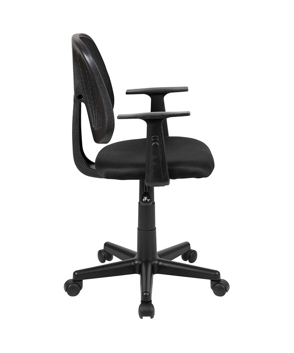 Flash Furniture Flash Fundamentals Mid-Back Black Mesh Swivel Task Office Chair With Pivot Back And Arms