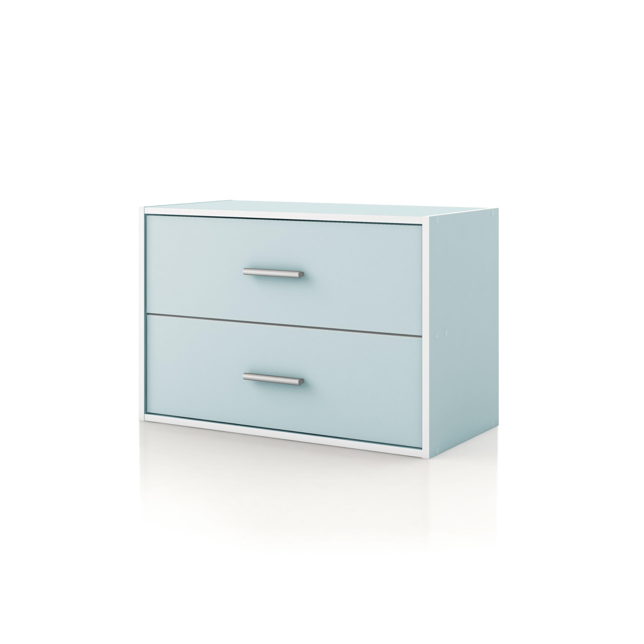 Homes: Inside + Out Apexa 2-Drawer Wooden Stackable Storage Drawers, Small Food Pantry Cabinet, Cajonera De Madera, Underbed Drawer Dorm Teen Room Decor & Bedroom, Home Office, Kitchen, Light Blue
