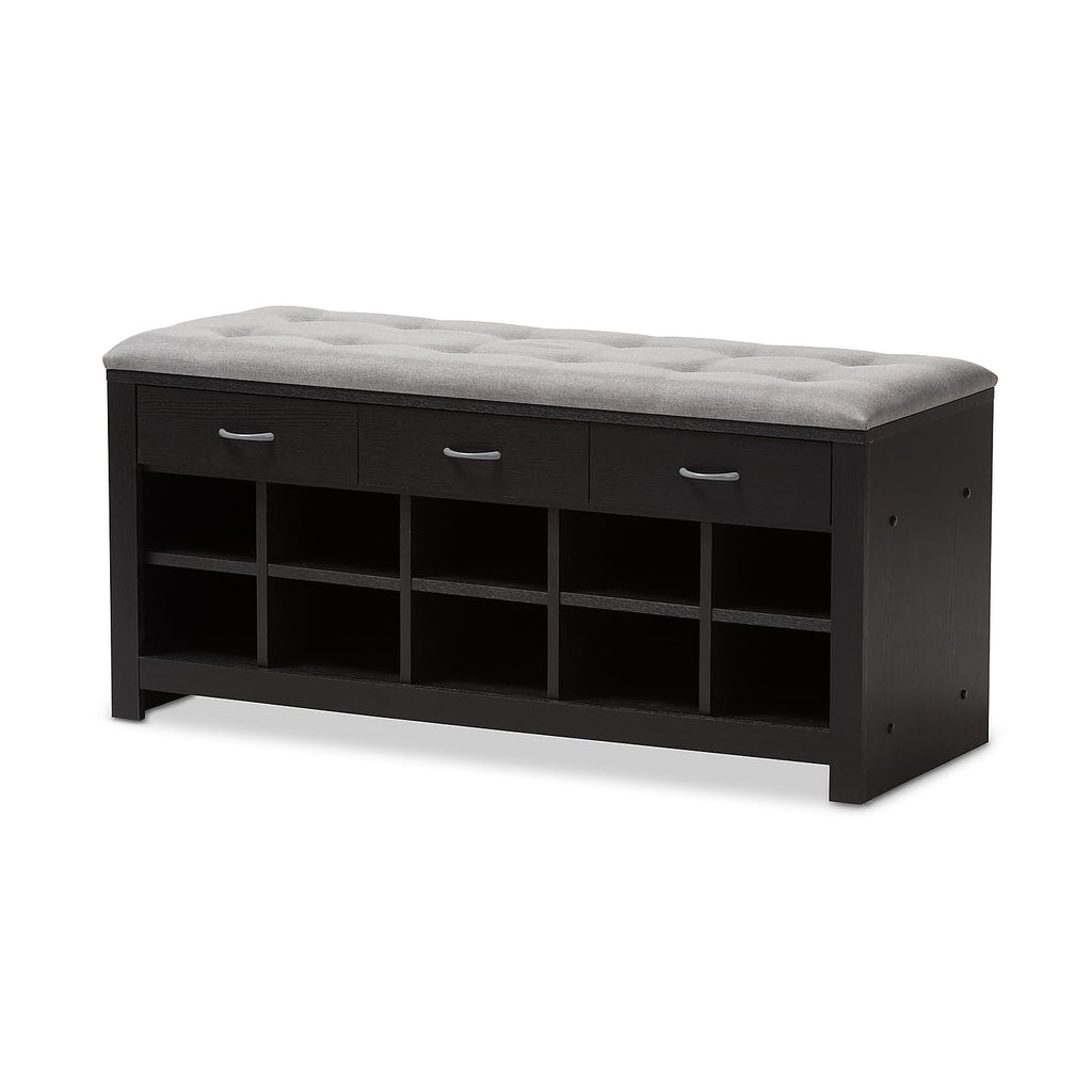 Baxton Studio Modern Shoe Storage Bench, Light Grey and Espresso Brown (143-8079-HiT)