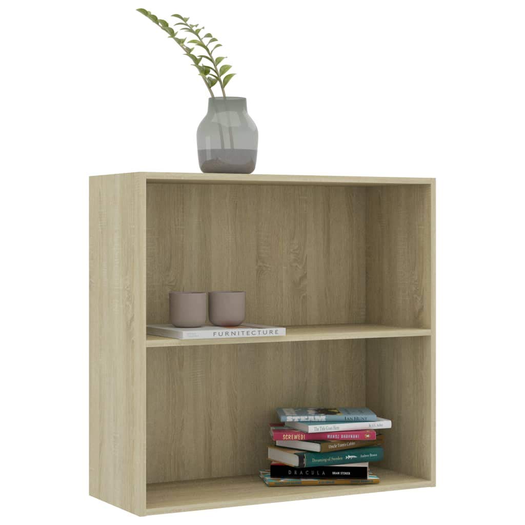 vidaXL 2-Tier Book Cabinet Sonoma Oak 31.5&quot;x11.8&quot;x30.1&quot; Chipboard