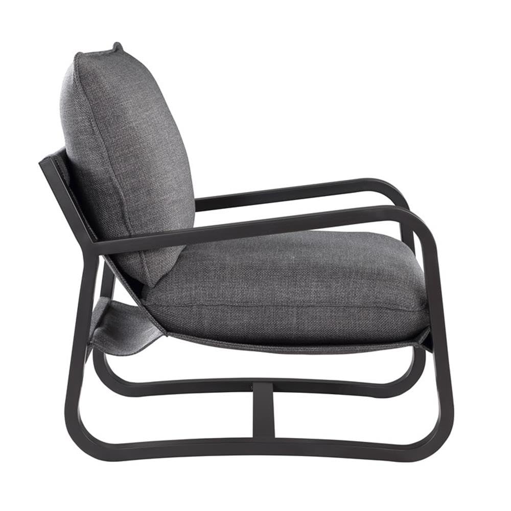 Comfort Point Sling Chair Upholstered in Charcoal Gray Fabric with Metal Frame