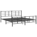 vidaXL King Metal Bed Frame with Headboard/Footboard - Black, 76"x79.9" Steel Slatted Base for Bedroom Stability and Under-Bed Storage