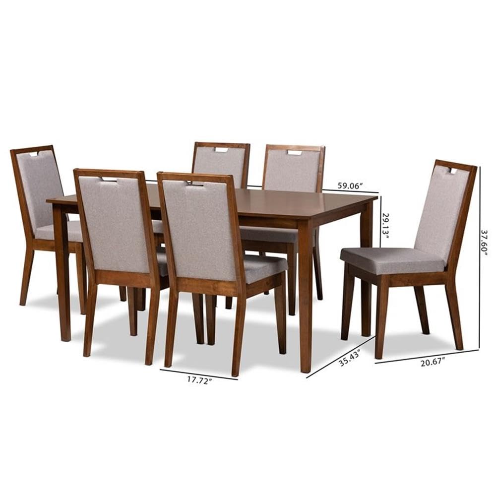 Baxton Studio Rosa Grey and Walnut Brown Finished Wood 7-Piece Dining Set
