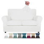 Znsayotx Luxury Velvet Couch Cover 3 Piece Stretch Sofa Covers For 2 Cushion Couch Soft Loveseat Slipcover Living Room Anti Slip Dogs Pet Love Seat Furniture Protector (White), 55'-69'(2 Cushions)