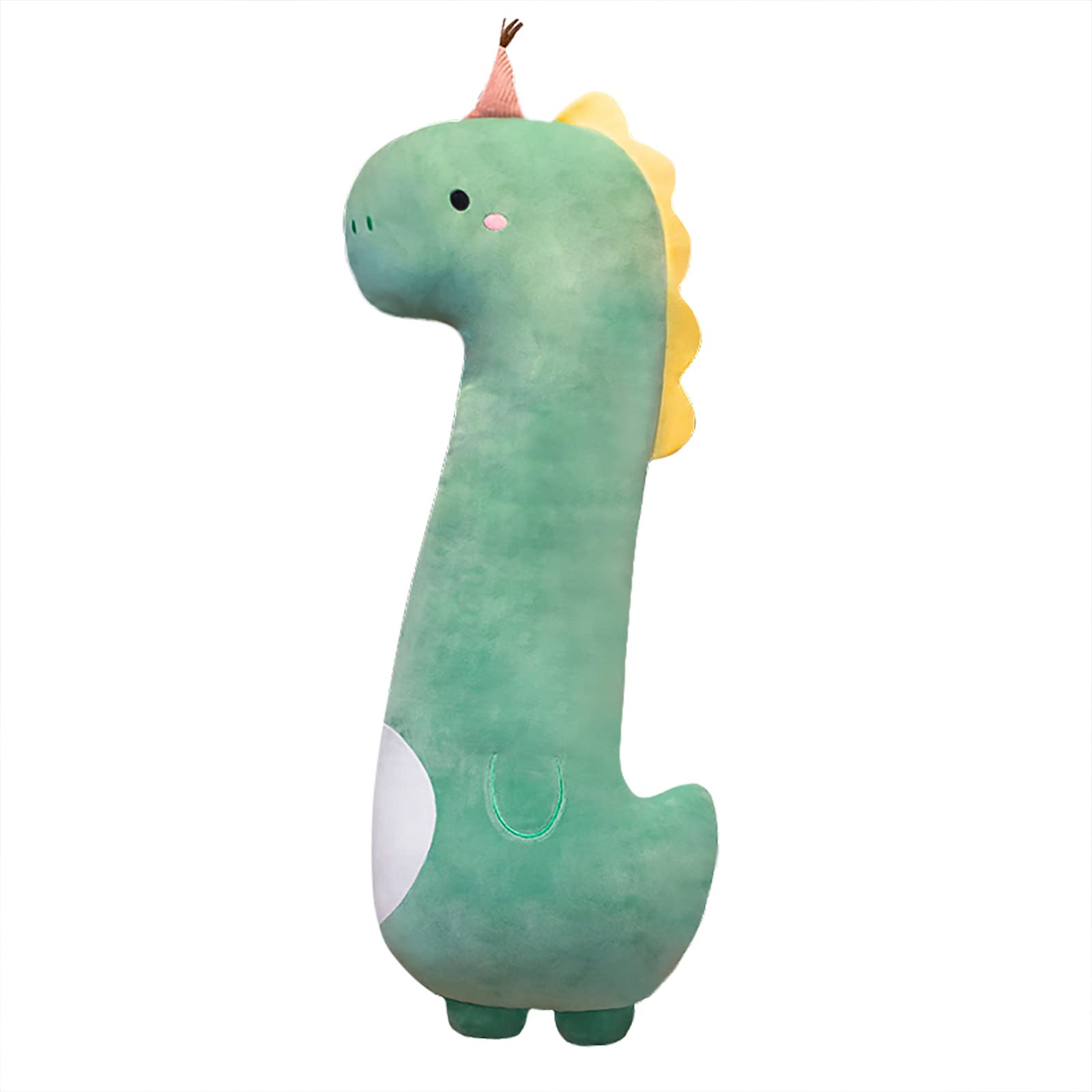 Peach Cat Green Long Dinosaur Plush Pillow Cute Soft Dinosaur Stuffed Animal For Girls And Boys 35.4'