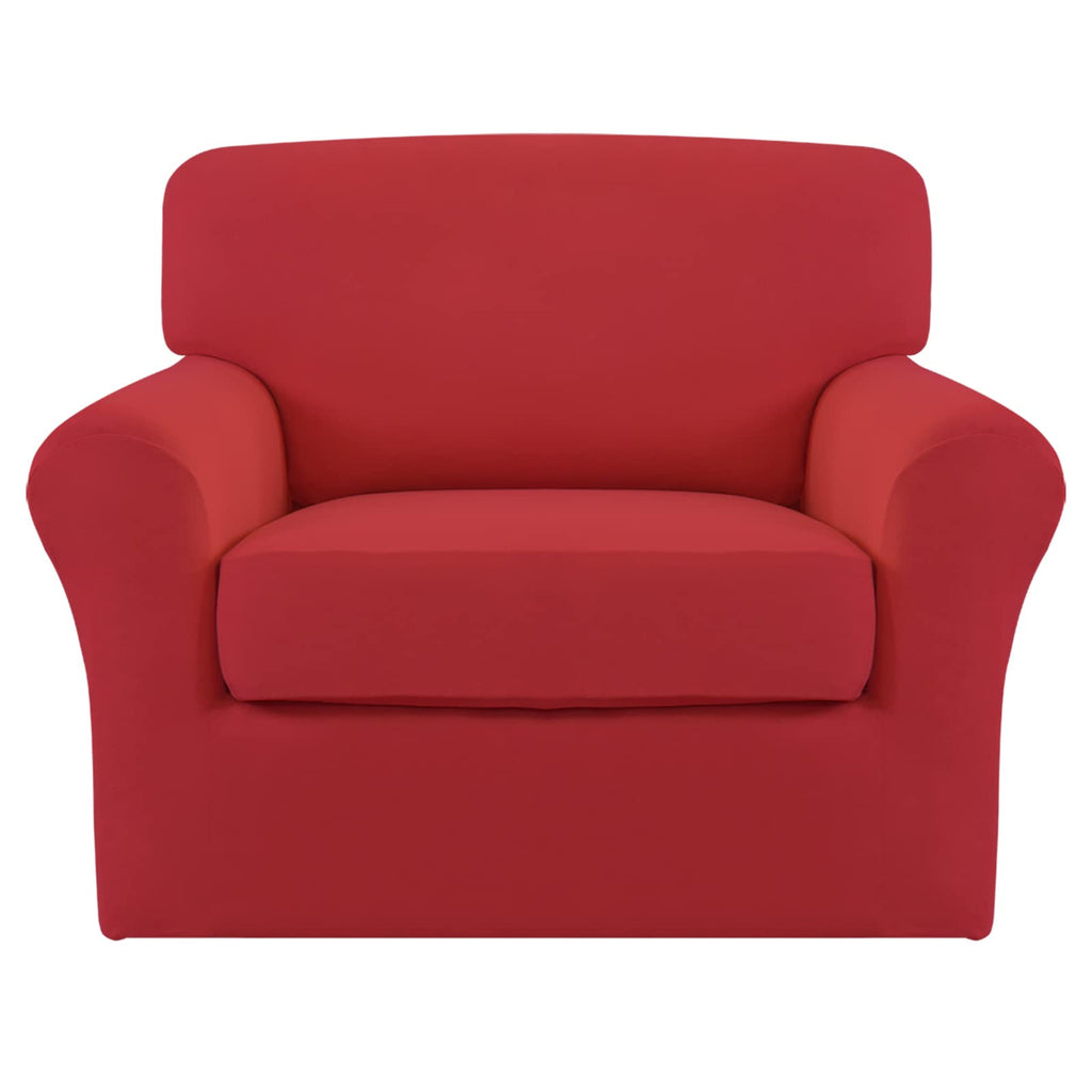 Easy-Going 2 Pieces Microfiber Stretch Chair Slipcover - Spandex Soft Fitted Sofa Couch Cover Washable Furniture Protector With
