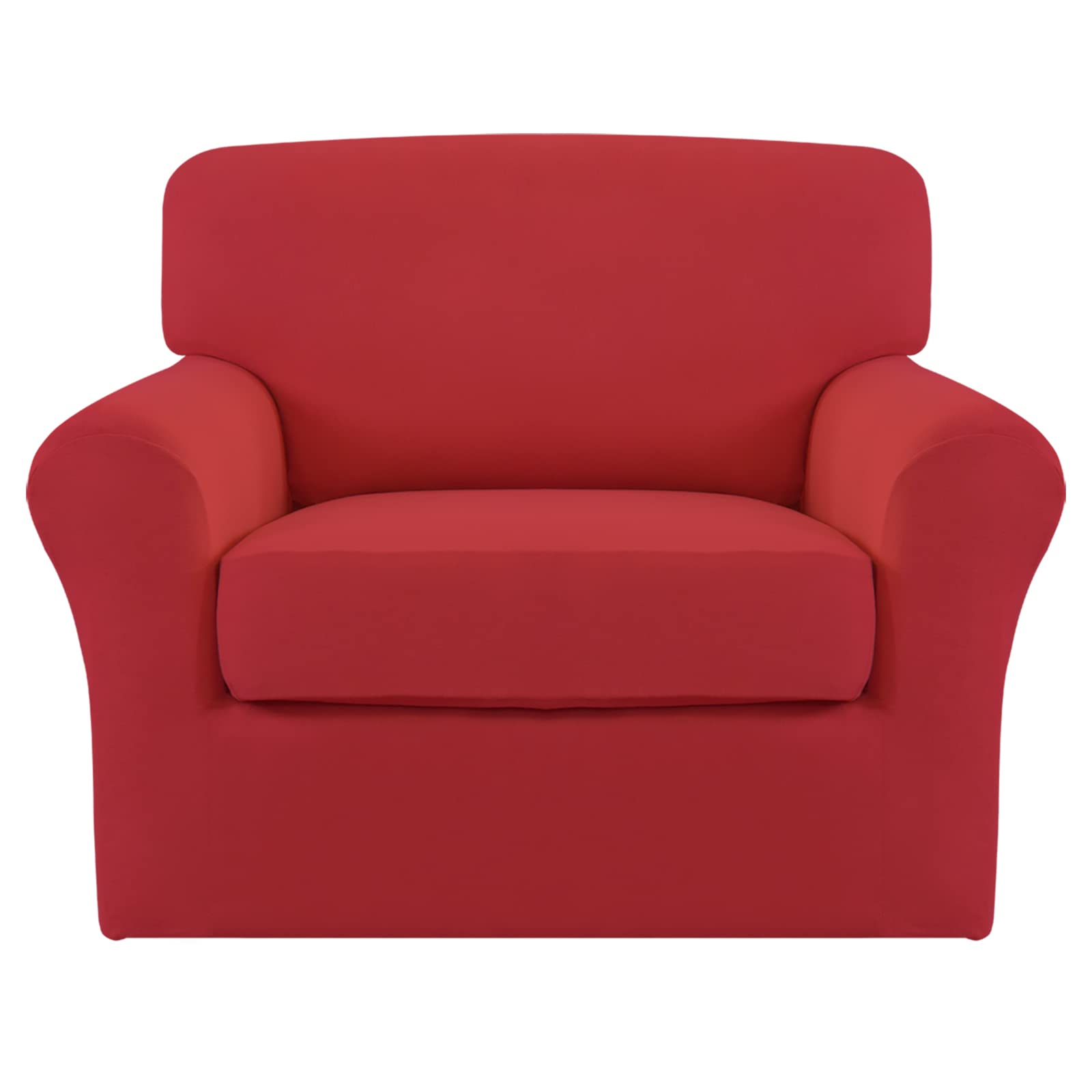 Easy-Going 2 Pieces Microfiber Stretch Chair Slipcover - Spandex Soft Fitted Sofa Couch Cover Washable Furniture Protector With