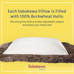 Sobakawa Queen Buckwheat Pillow - Organic Cotton, Cool Sleep Technology, Neck Support for Back/Side Sleepers, White Meditation Cushion