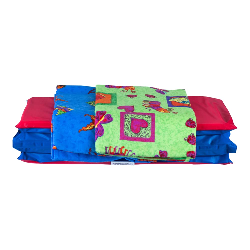 Kindermat 1' Basic 2 Sheets Bundle - Full Nap Mat And Washable Covers - 47' X 22', Special Edition - Bug Buddies And Water Wo