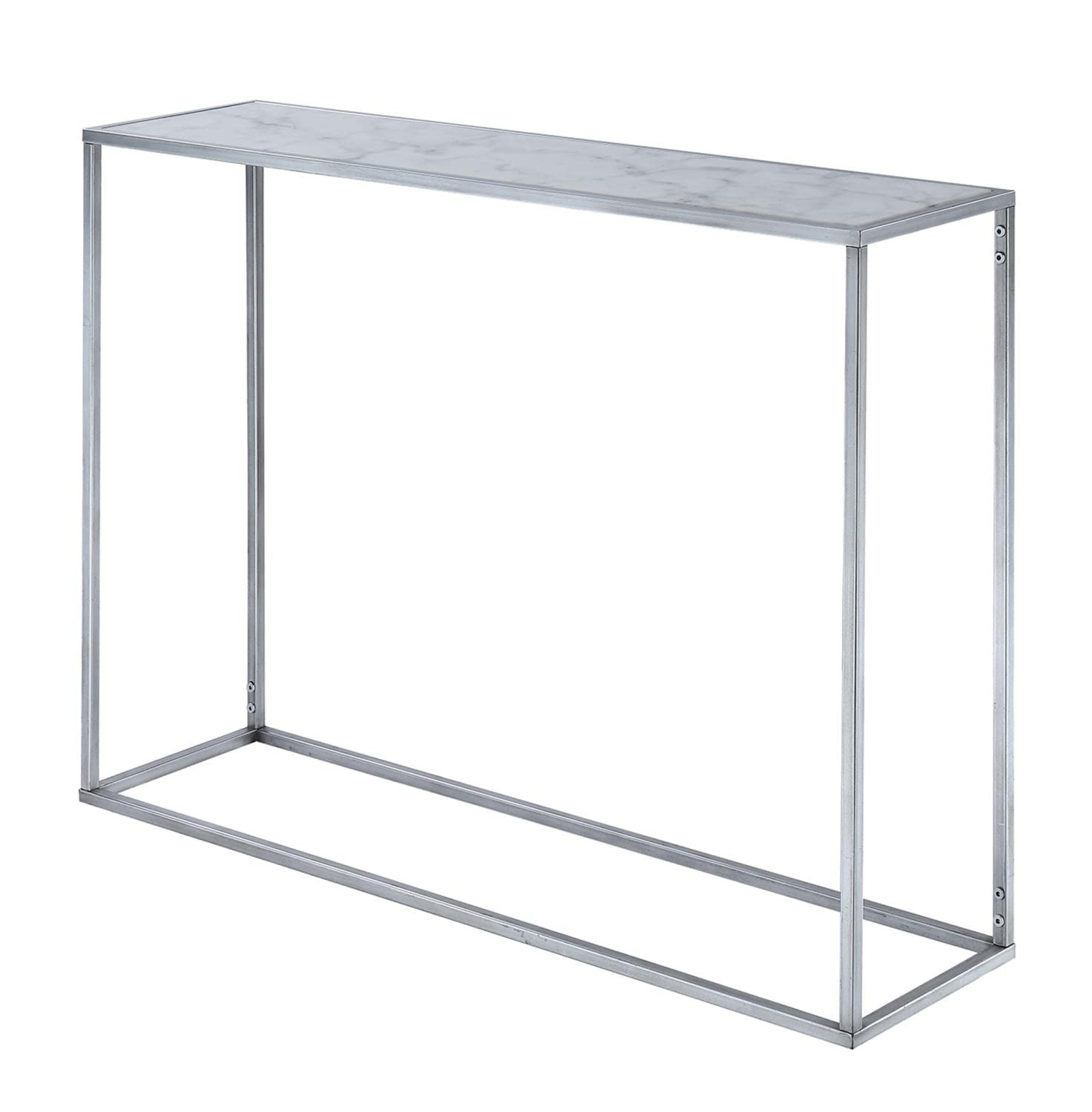 Convenience Concepts Gold Coast Faux Marble Console Table, Faux Marble / Silver