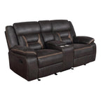 Coaster Home Furnishings Greer Upholstered Motion Reclining Loveseat, Brown