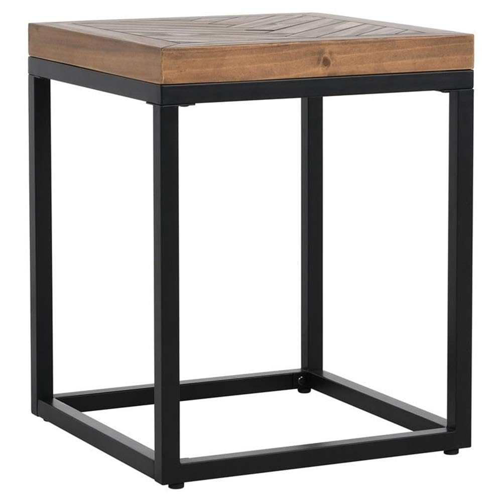 Kosas Home Chantel 22X18 Square Solid Pine Wood End Table In Brown/Black