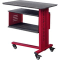 Acme Cargo Metal Base Accent Table with Wall Shelf and Caster Wheels in Red