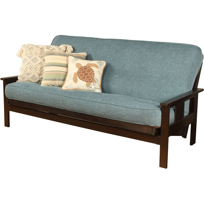 Kodiak Furniture Monterey Espresso Sofa with Aqua Blue Fabric Mattress