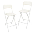 Amazon Basics Folding Stool with footrest, 300lb Capacity, 24 Height, White, Set of 2