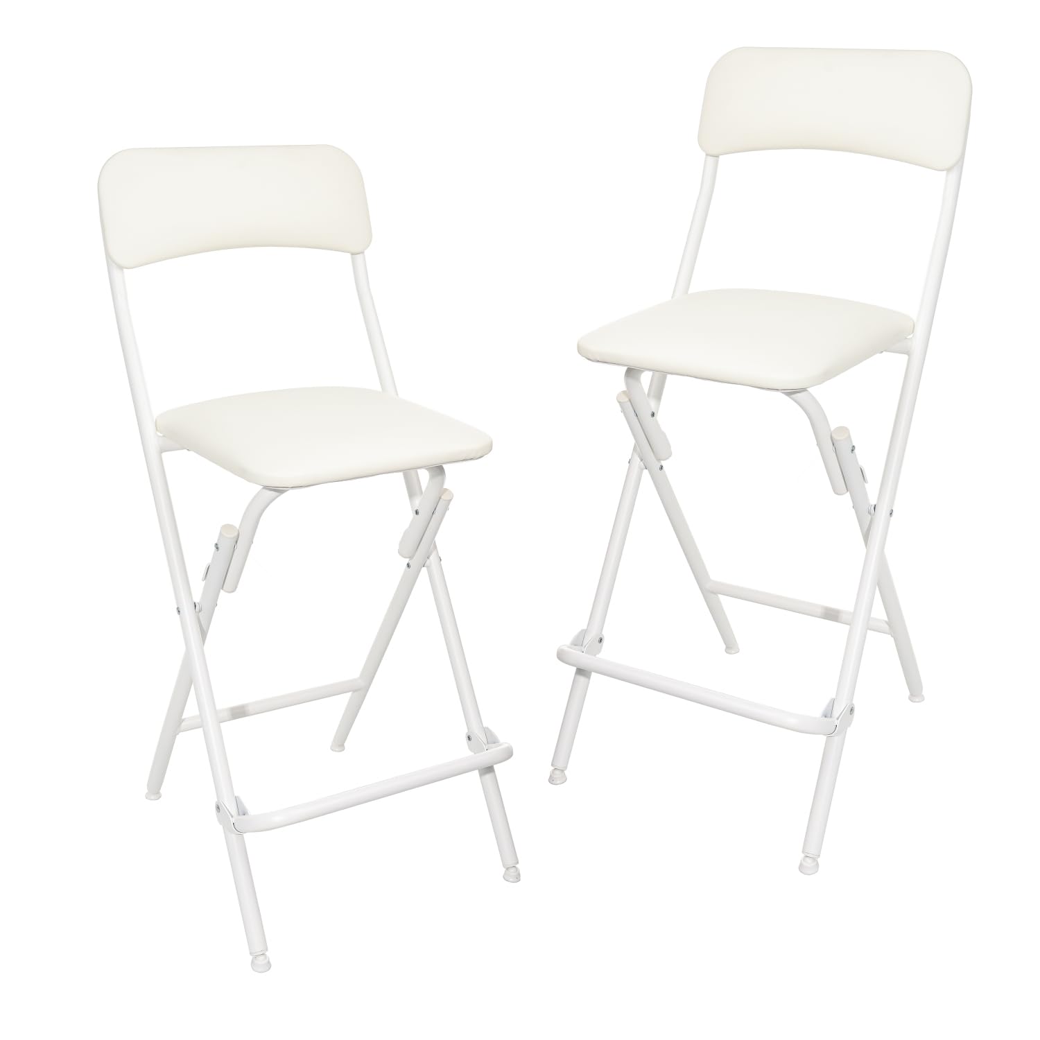 Amazon Basics Folding Stool with footrest, 300lb Capacity, 24 Height, White, Set of 2