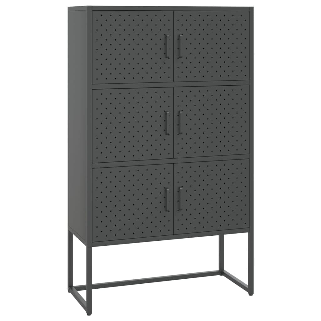 vidaXL Highboard - Durable Steel Construction, Industrial Style, Adjustable Height, Anthracite Colour, 6-Door Storage Unit - Dimensions: 31.5&quot; x 13.8&quot; x 53.1&quot;