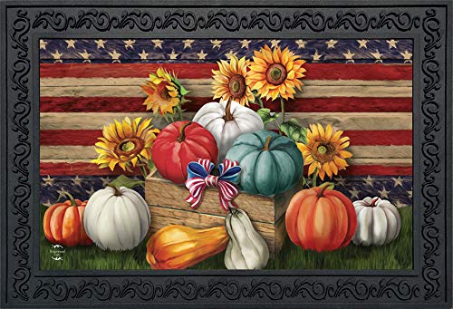 Briarwood Lane Patriotic Pumpkins Autumn Doormat Sunflowers Indoor/Outdoor 30' X 18'