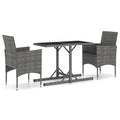 vidaXL Patio Dining Set 3 Piece, Outdoor Dining Table and Chairs, Patio Furniture Set, Conversation Set for Garden, Farmhouse, Gray