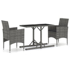 vidaXL Patio Dining Set 3 Piece, Outdoor Dining Table and Chairs, Patio Furniture Set, Conversation Set for Garden, Farmhouse, Gray