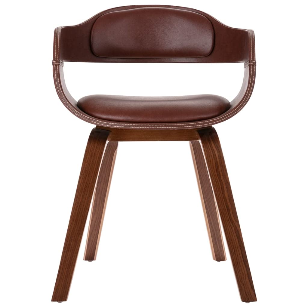 vidaXL - Stylish Dining Chair with Armrests in Brown Color - Faux Leather and Bentwood Material with Comfortable Foam-Padded Seat, Retro Style