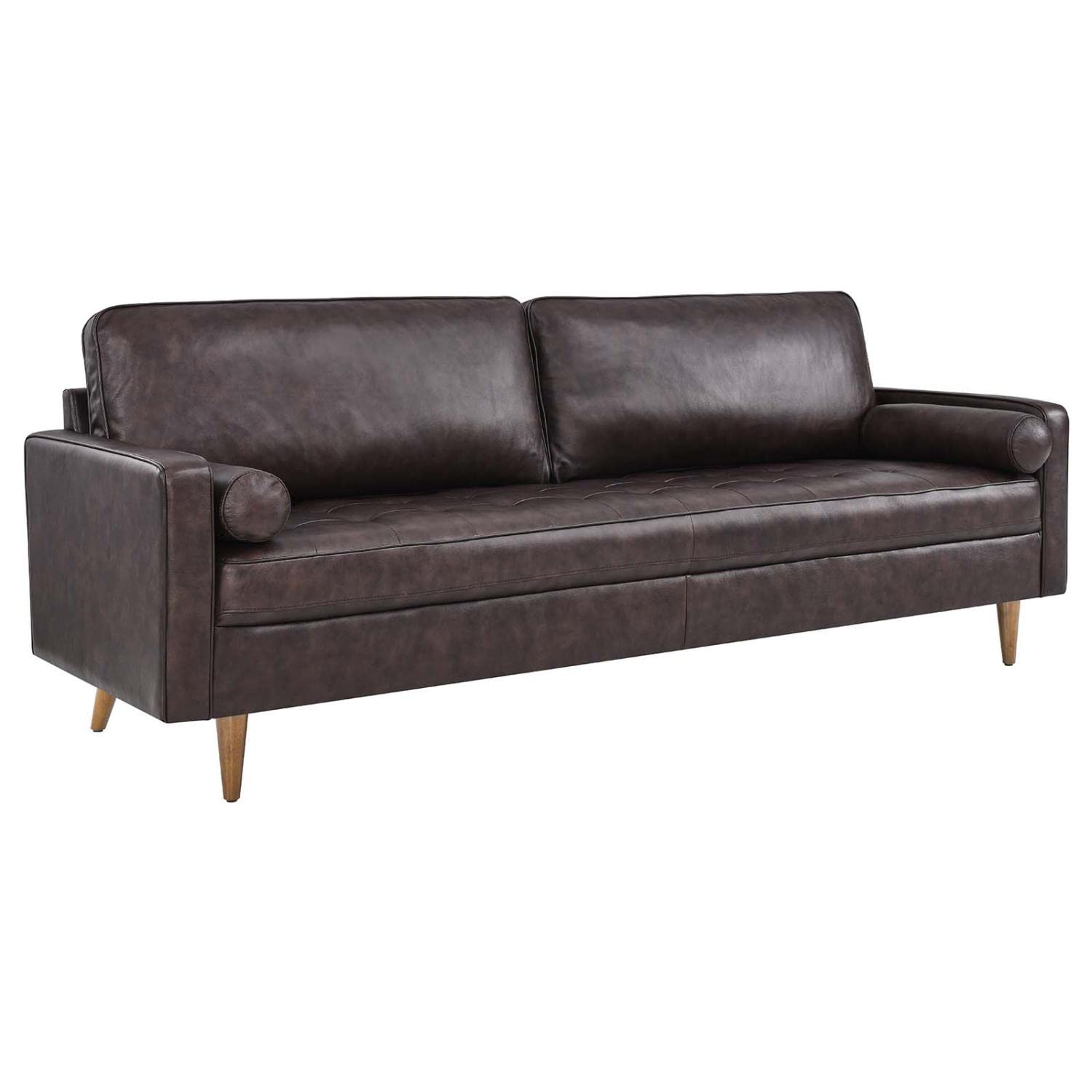Modway Valour 88&Quot; Modern Style Leather And Dense Foam Sofa In Brown Finish