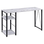Acme Vadna Wooden Top 2-Shelf Writing Desk in Antique White and Black
