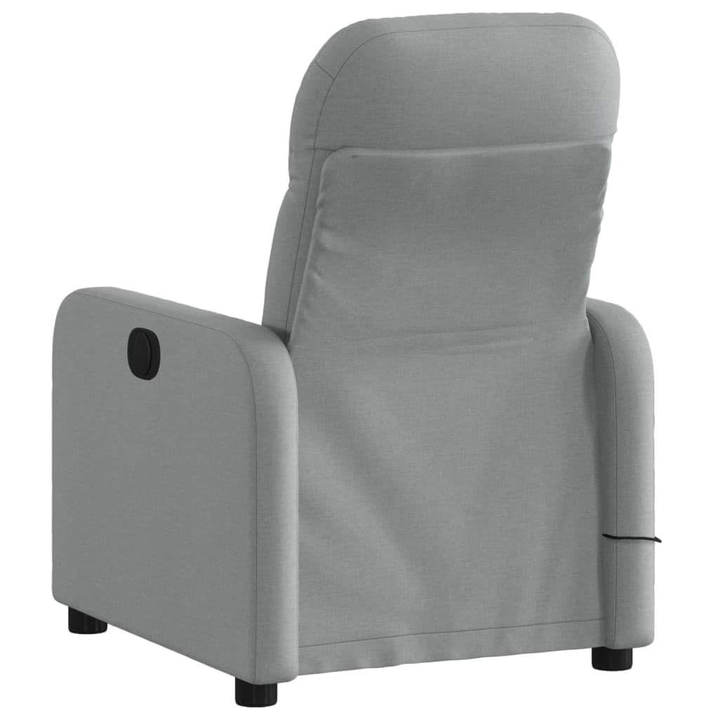 vidaXL Light Gray Fabric Massage Recliner Chair - 6-Point Vibration, Manually Adjustable Backrest & Footrest for Living Room/Office