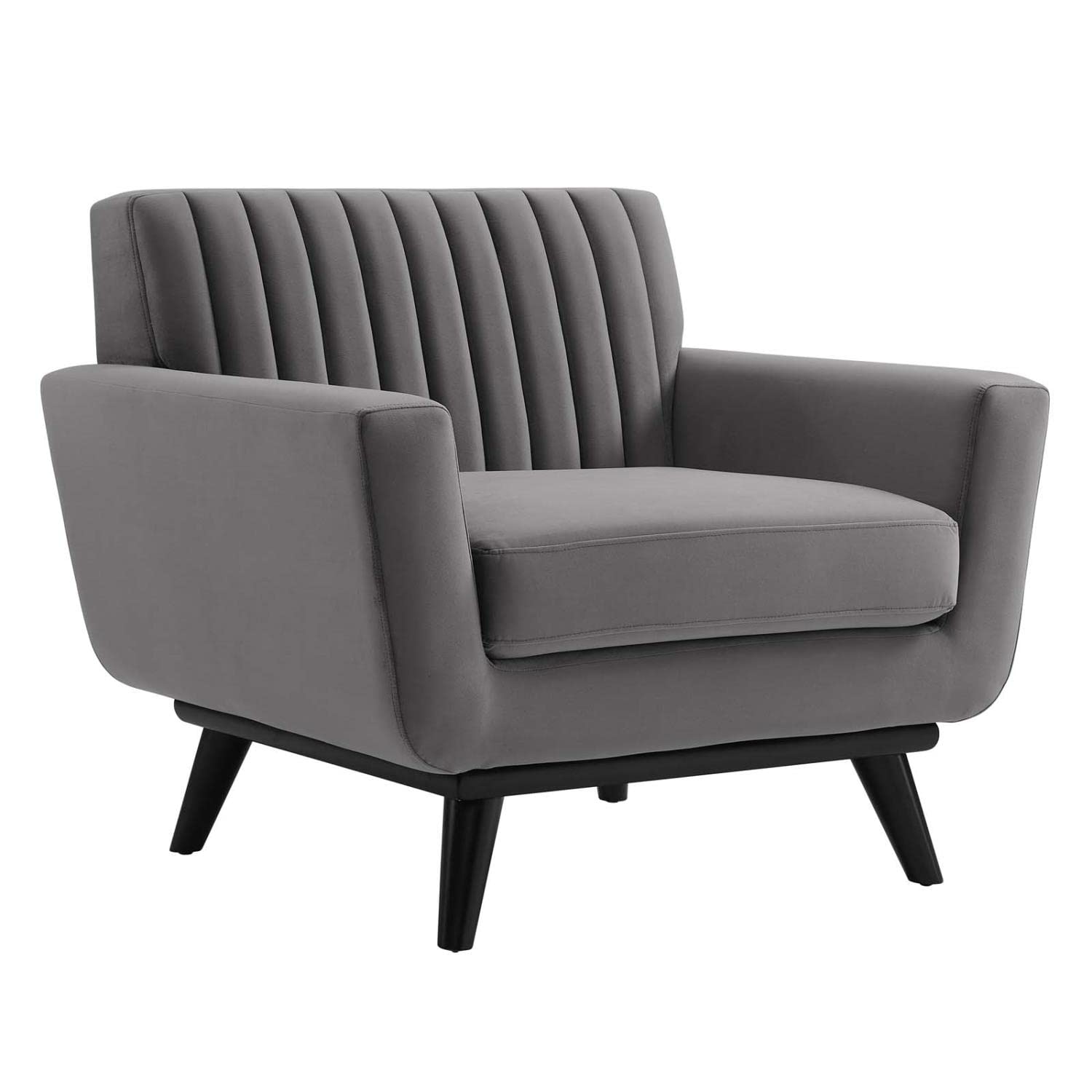 Modway Engage Channel Tufted Performance Velvet Armchair in Gray