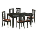 East West Furniture DUNI7-BLK-LC 7 Piece Kitchen Table & Chairs Set Consist of a Rectangle Dining Room Table and 6 Faux Leather Upholstered Dining Chairs, 36x60 Inch, Black