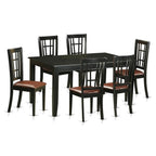 East West Furniture DUNI7-BLK-LC 7 Piece Kitchen Table & Chairs Set Consist of a Rectangle Dining Room Table and 6 Faux Leather Upholstered Dining Chairs, 36x60 Inch, Black