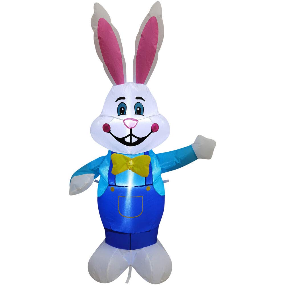 4-Ft. Tall Bunny Rabbit With Easter Egg, Outdoor/Indoor Blow Up Spring Inflatable With Lights