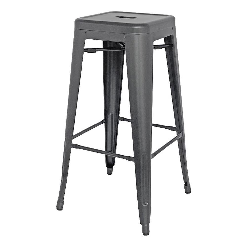 New Pacific Direct Metropolis Metal Backless Bar, Set Of 4 Bar & Counter Stools, Gunmetal Grey