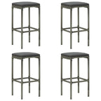 vidaXL Patio Bar Set with Cushions - 7 Piece, Poly Rattan, Gray, Garden Seating for Outdoor/Patio