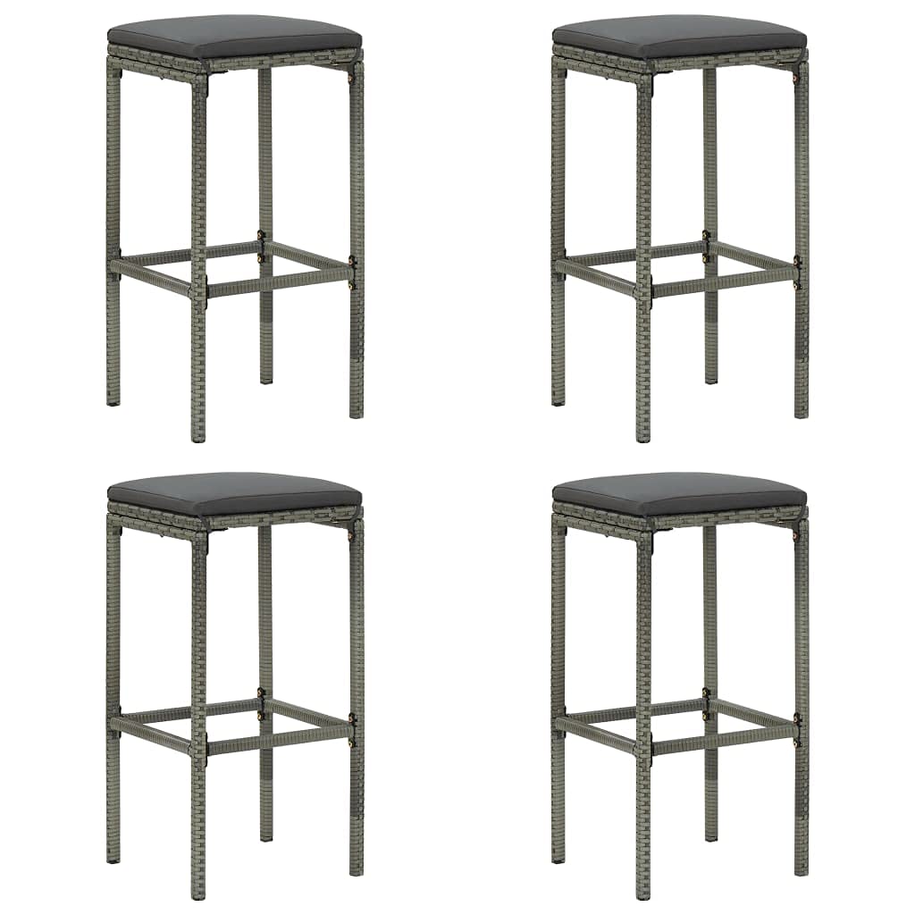 vidaXL Patio Bar Set with Cushions - 7 Piece, Poly Rattan, Gray, Garden Seating for Outdoor/Patio
