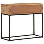 vidaXL Stylish Wooden Console Table with Drawers - Solid Acacia Wood Table with Steel Base - Rectangular Industrial Furniture for Hallway, Entryway