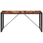 vidaXL Industrial-Style Dining Table - Solid Sheesham Wood Construction with Steel Legs, Unique Natural Grains, Easy Self-Assembly, Brown and Black