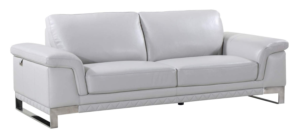 HomeRoots Light Gray 32' Lovely Light Grey Leather Sofa