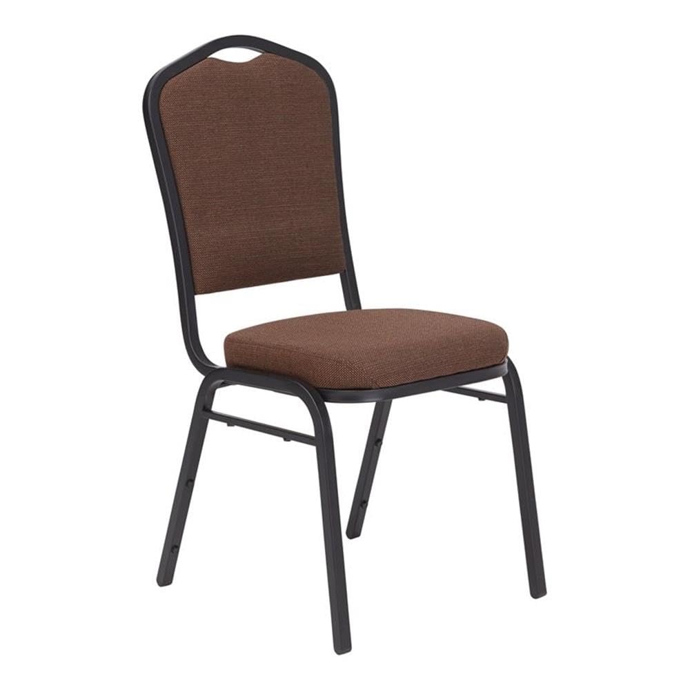 National Public Seating Silhouette Fabric Stack Chair Choclatier with Black Sandtex Frame