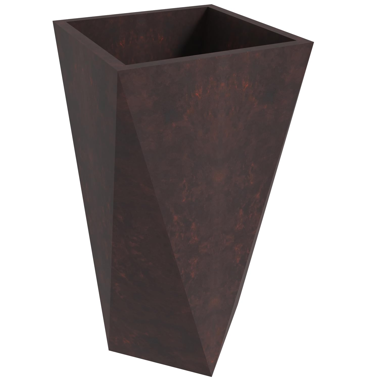 Aloe Series PolyStone Planter in Brown, 13.8 x 13.8, 28.7 High