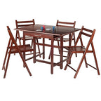 Ergode Wood Perrone High Table Set | Expandable Dining Solution | 2 Stools | Walnut Finish | Space-Saving | 160lbs Weight Limit (94557-VV)